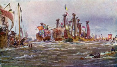 Slag bij Sluys, 1340 door William Lionel Wyllie